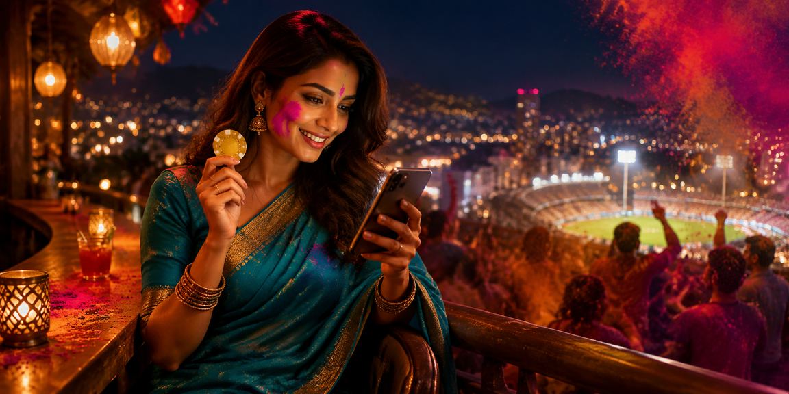 Pune city cricket & card betting scene with traditional Indian attire